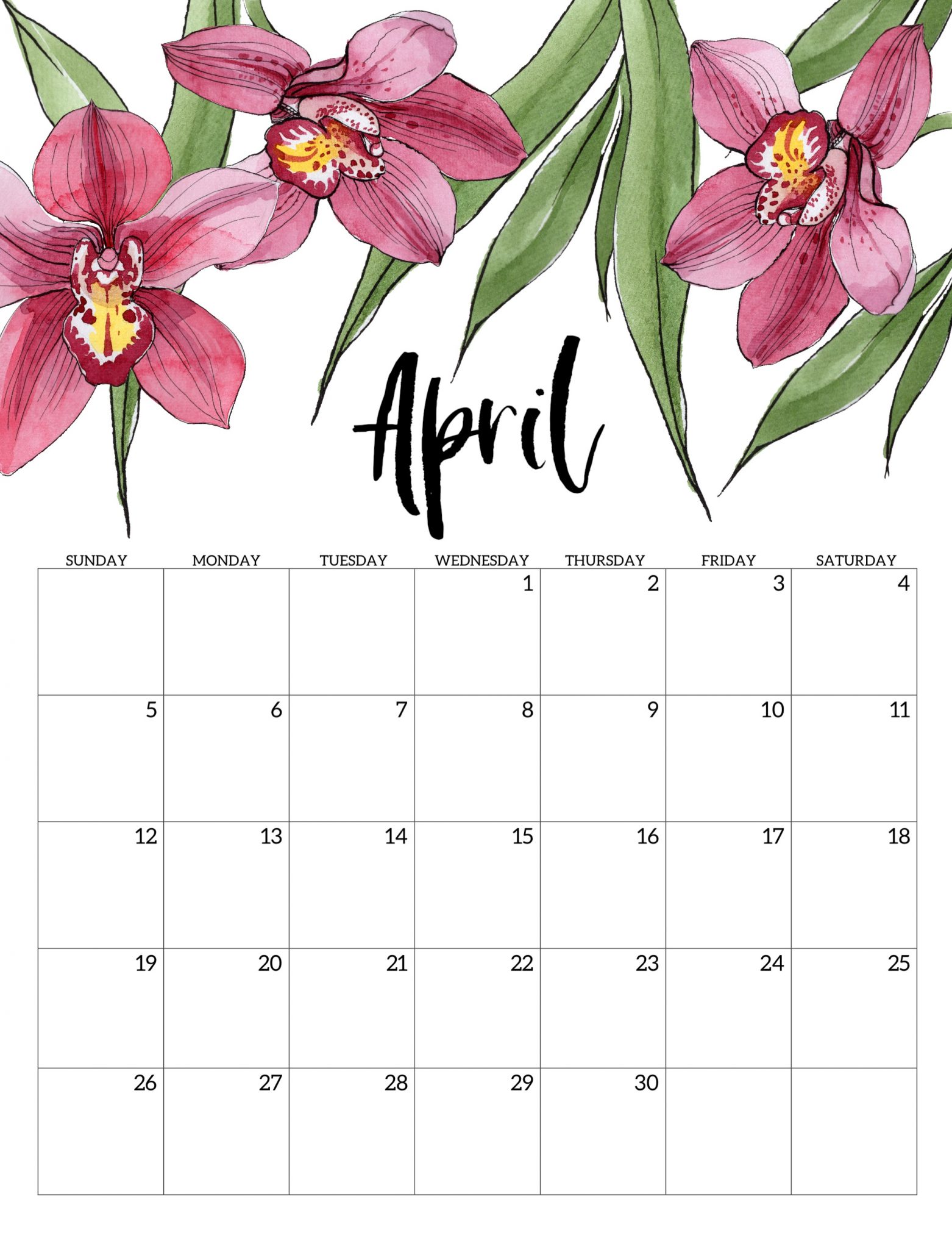 April 2020 Floral Calendar