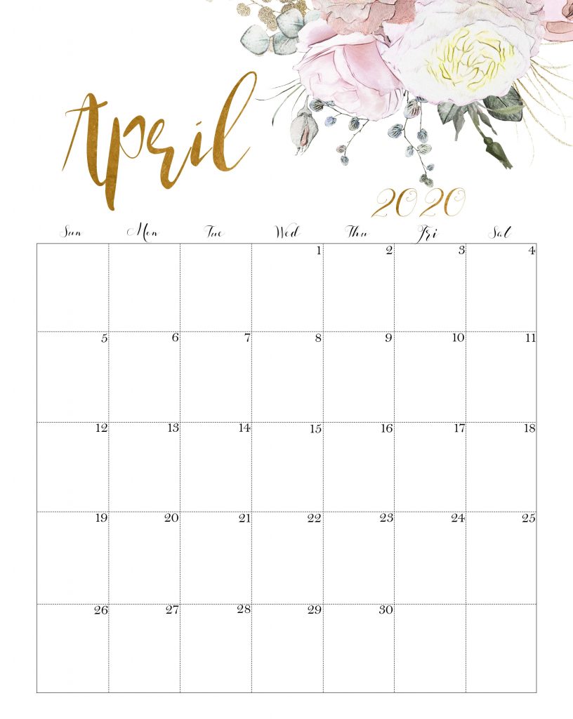April 2020 Office Desk Calendar