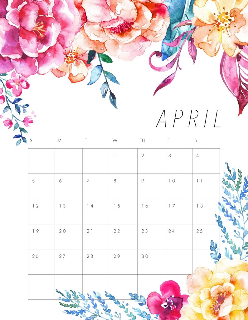 April 2020 Table Calendar