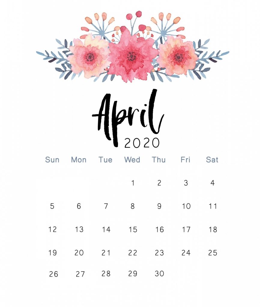 April Calendar 2020