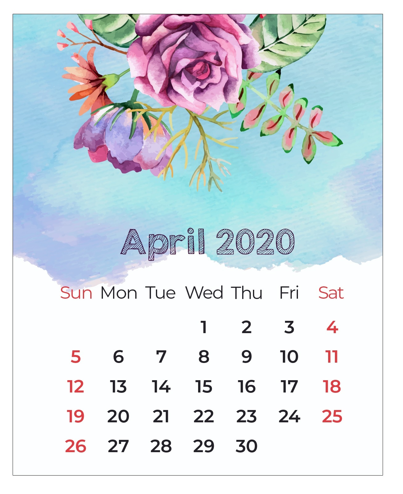 Best April 2020 Calendar