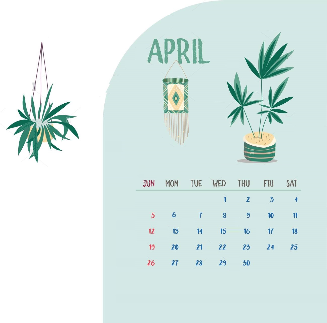 Cute April 2020 Desk Calendar