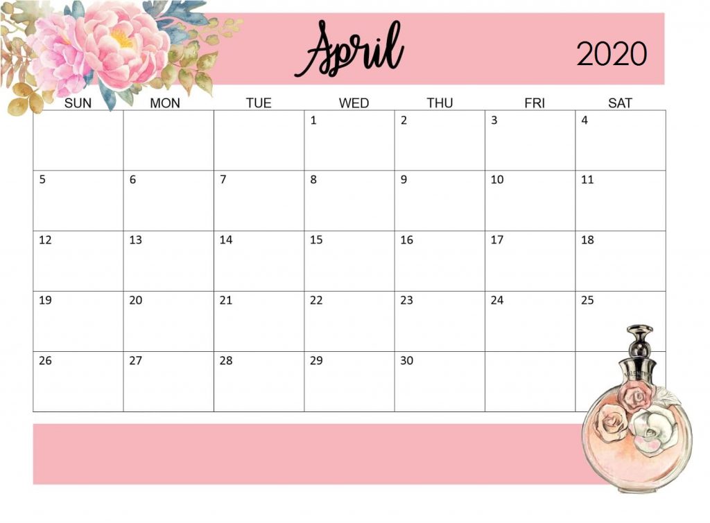 Floral April 2020 Calendar Template