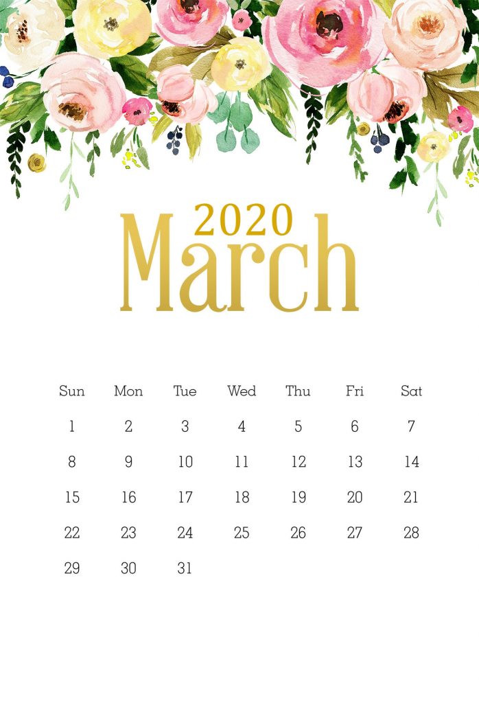 Floral March 2020 Desk Calendar