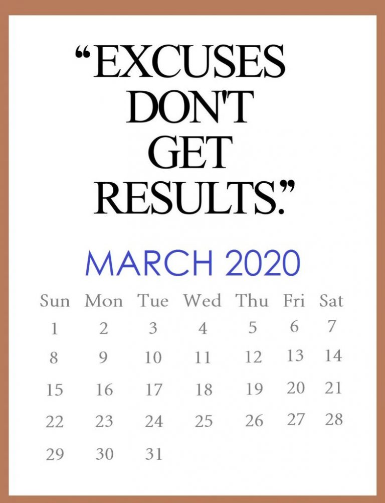 Inspiring March 2020 Quotes Calendar