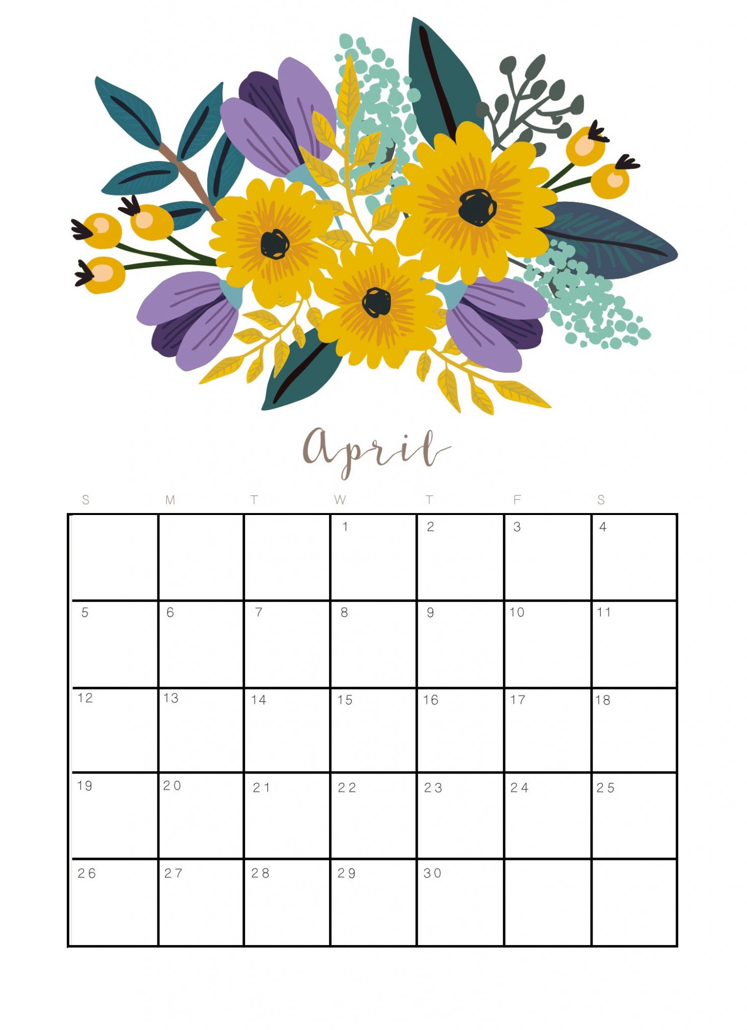 Latest April 2020 Cute Calendar