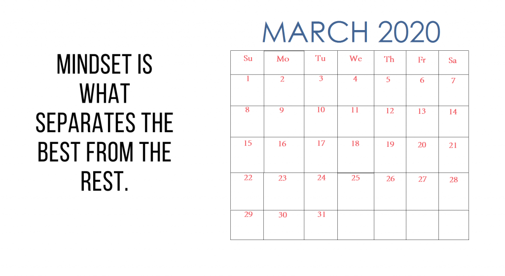 Inspiring March 2020 Quotes Calendar