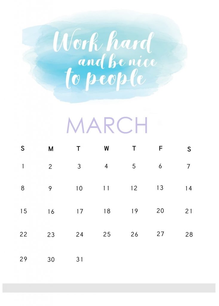 March 2020 Saying Lines Calendar
