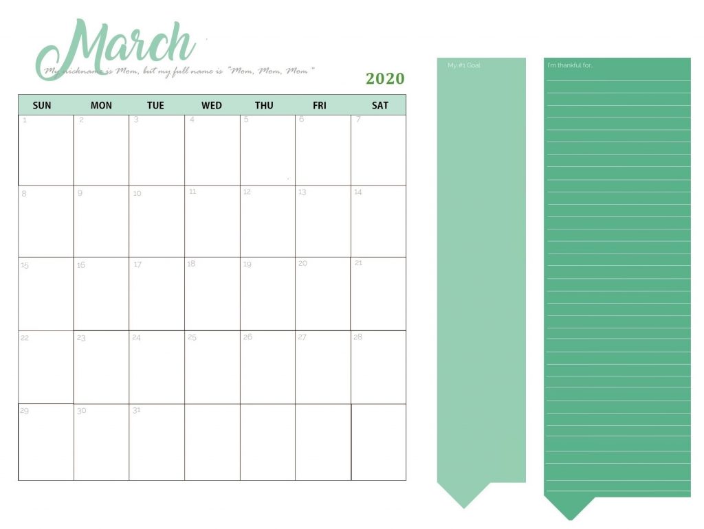 Personalized April 2020 Calendar