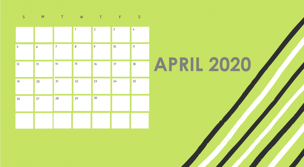 Printable April 2020 Desk Calendar