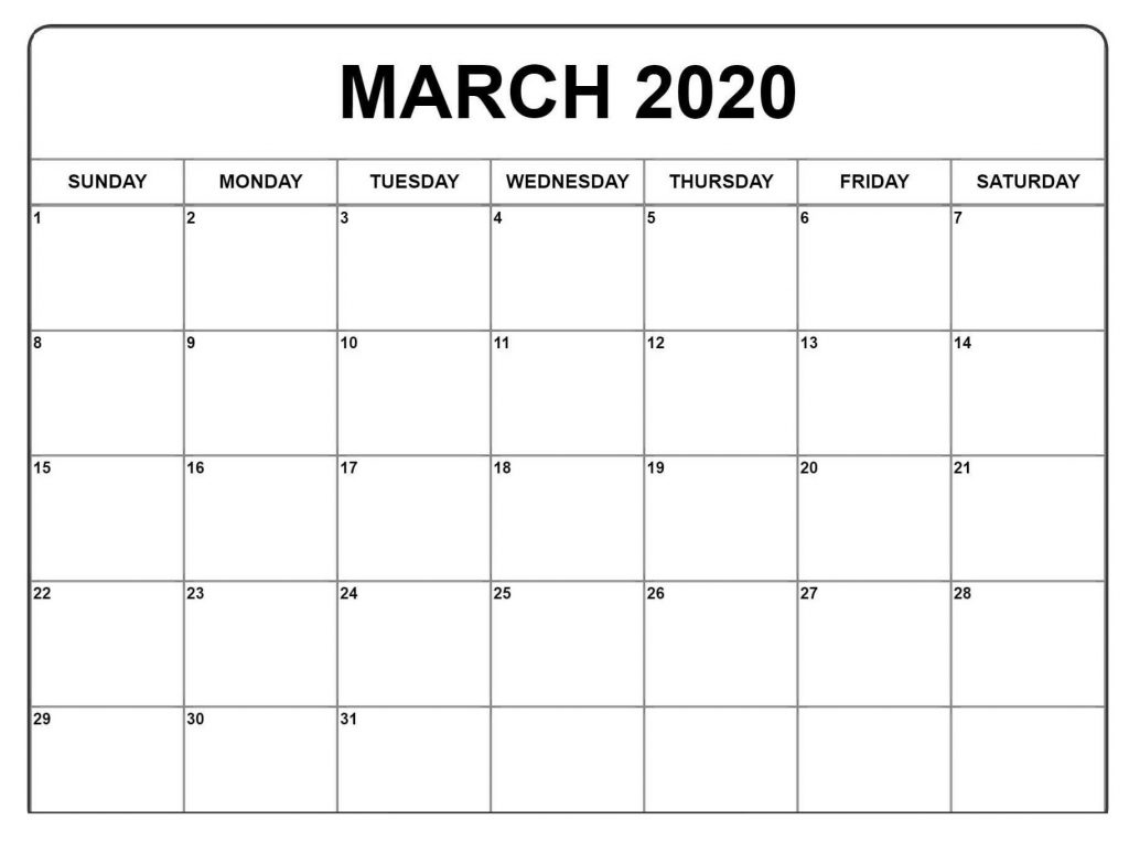 Printable March 2020 Blank Calendar