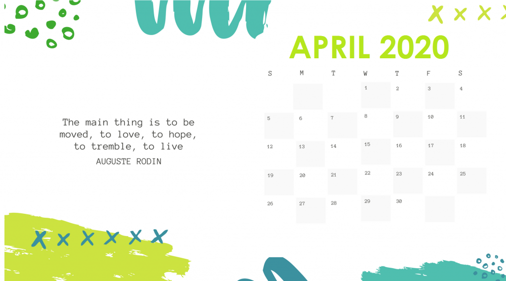 Unique April 2020 Desk Calendar