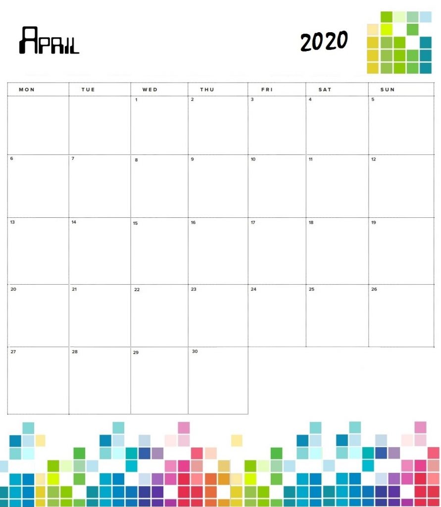 April 2020 Blank Calendar Template