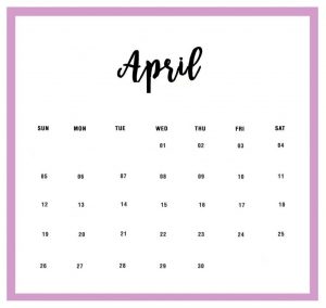 April 2020 Monthly Planner