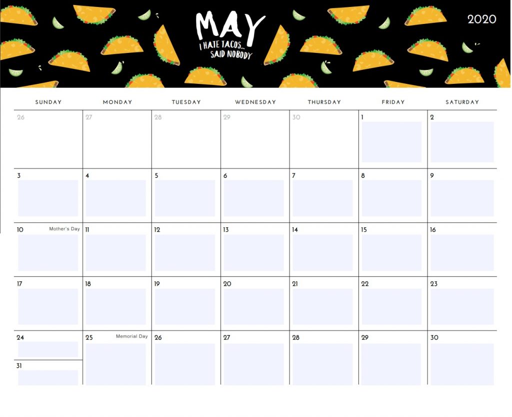Best May 2020 Cute Calendar