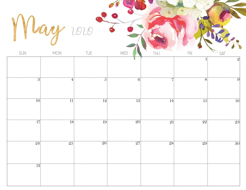 Cute May 2020 Calendar