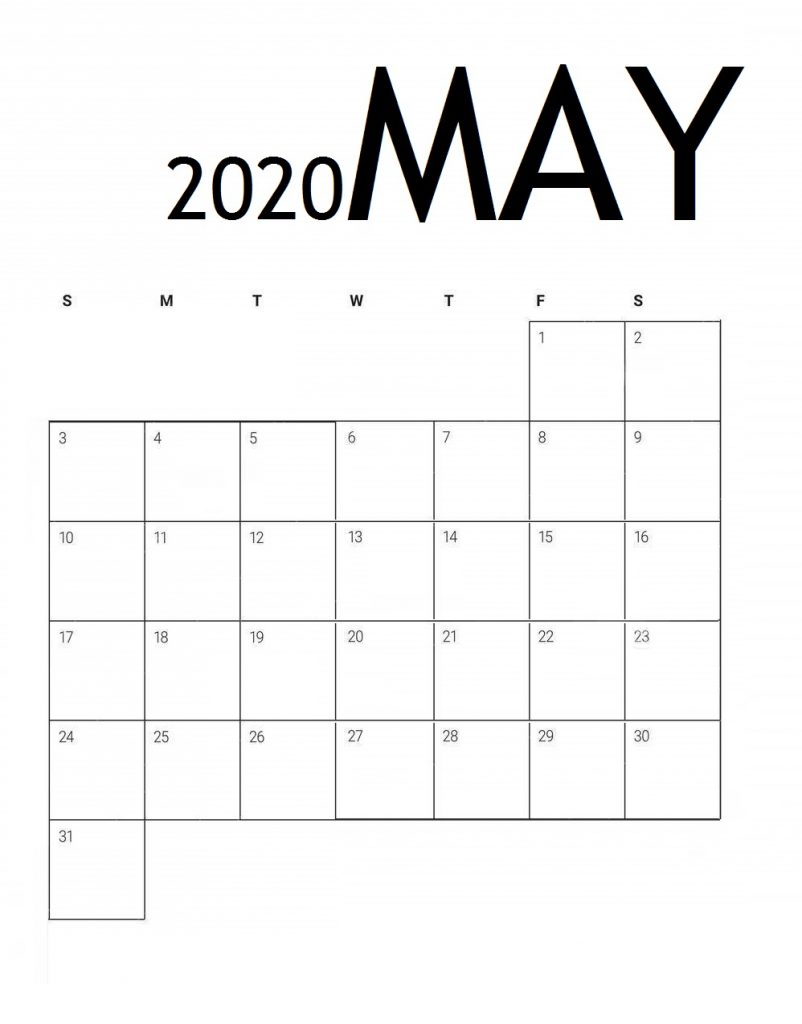 Edit May 2020 Calendar
