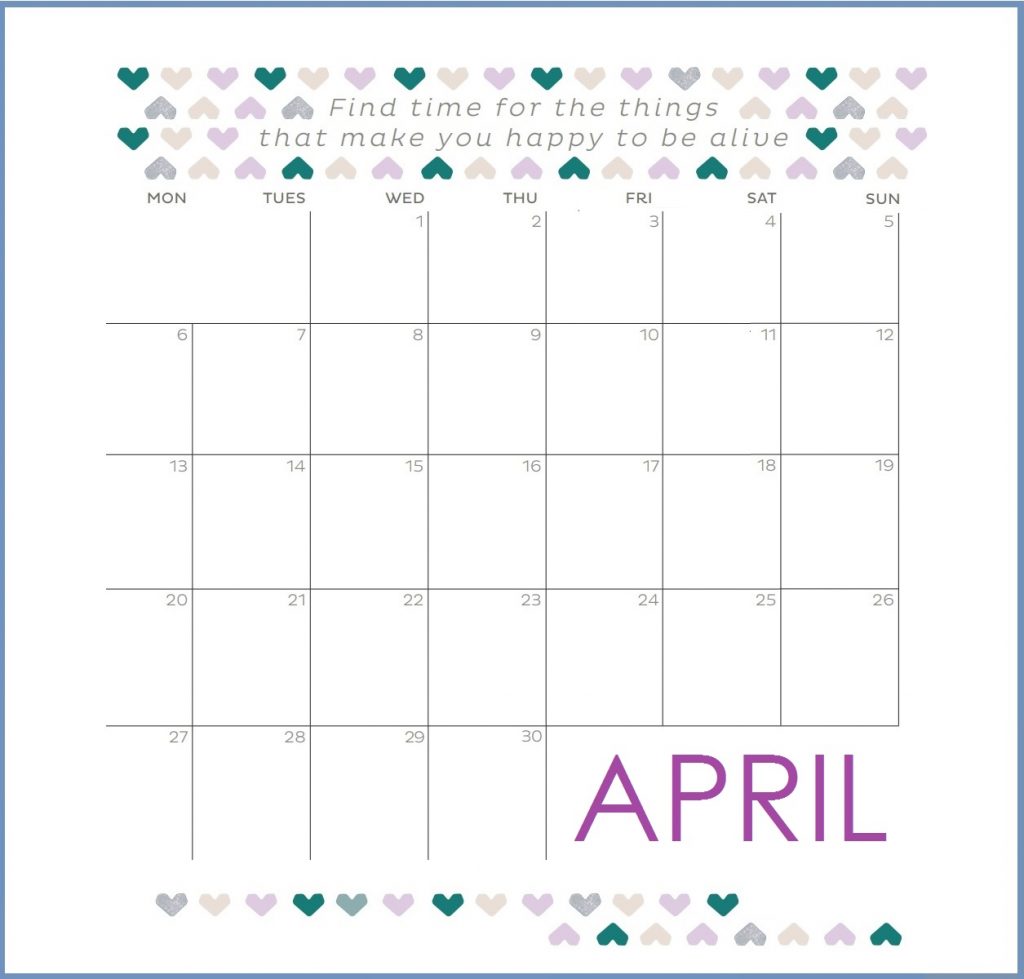 Free April 2020 Quotes Calendar