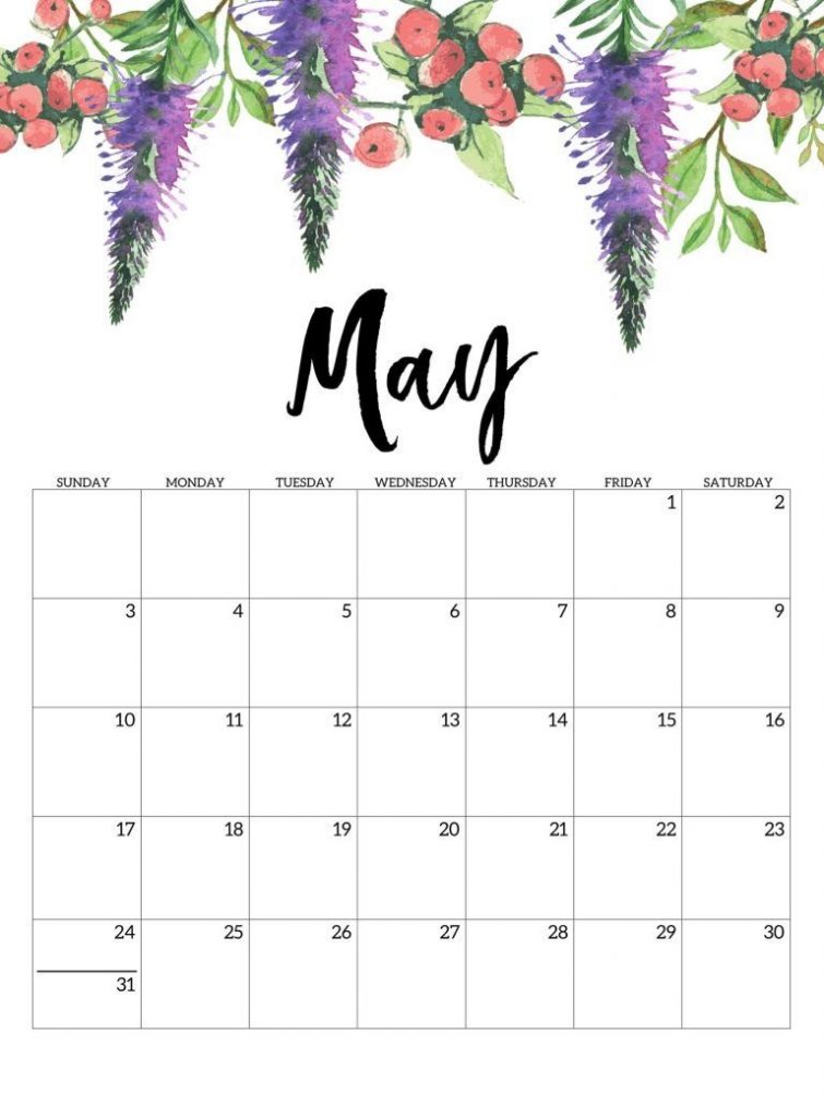 Free May 2020 Cute Calendar