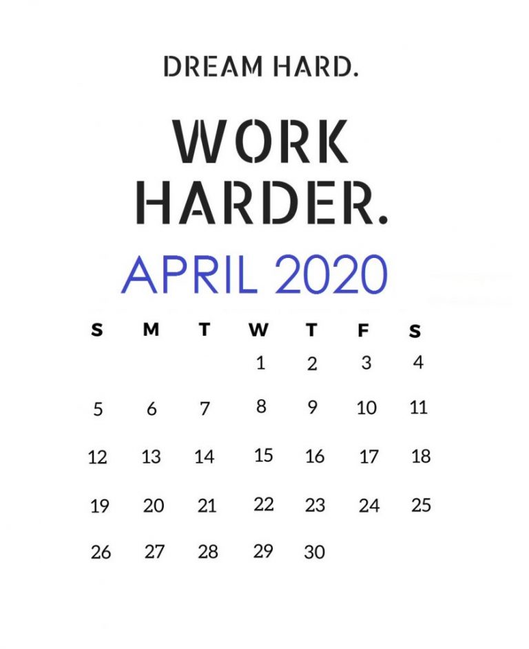 Inspiring April 2020 Quotes Calendar