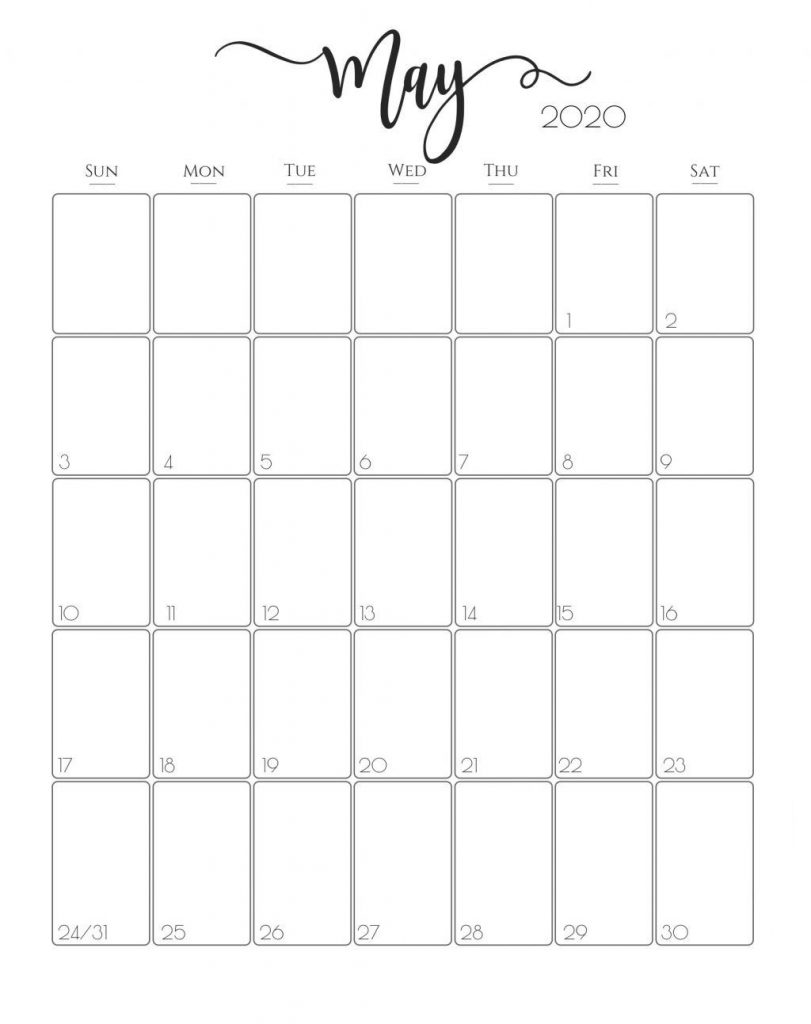 May 2020 Editable Calendar