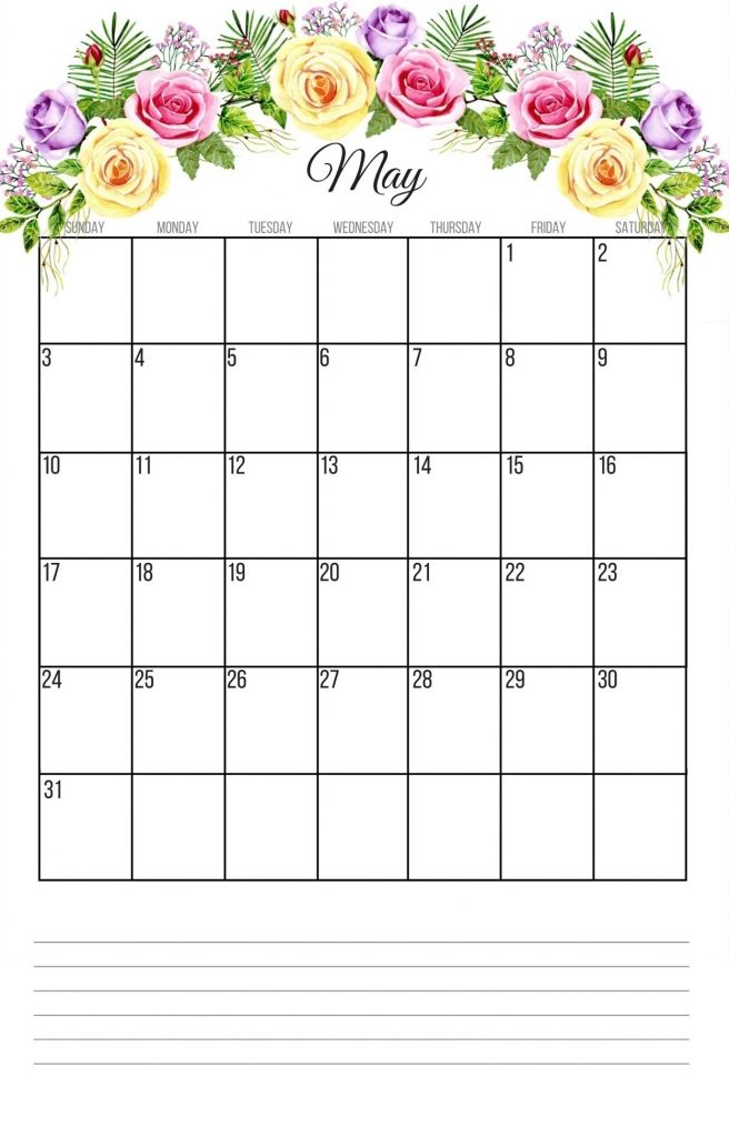 May 2020 Floral Wall Calendar