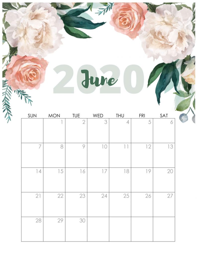 Best June 2020 Cute Calendar