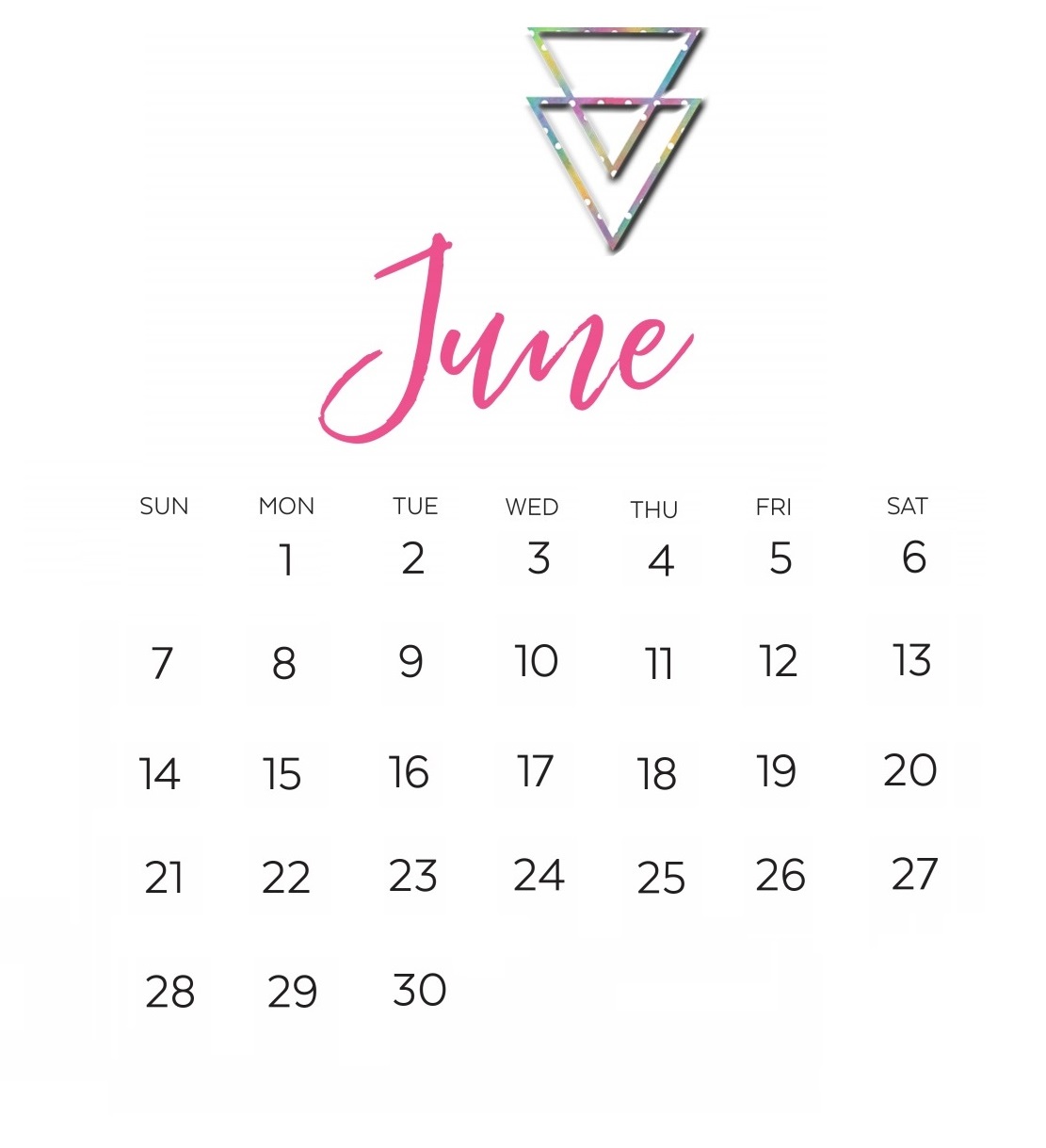 Calligraphy June 2020 Desk Calendar