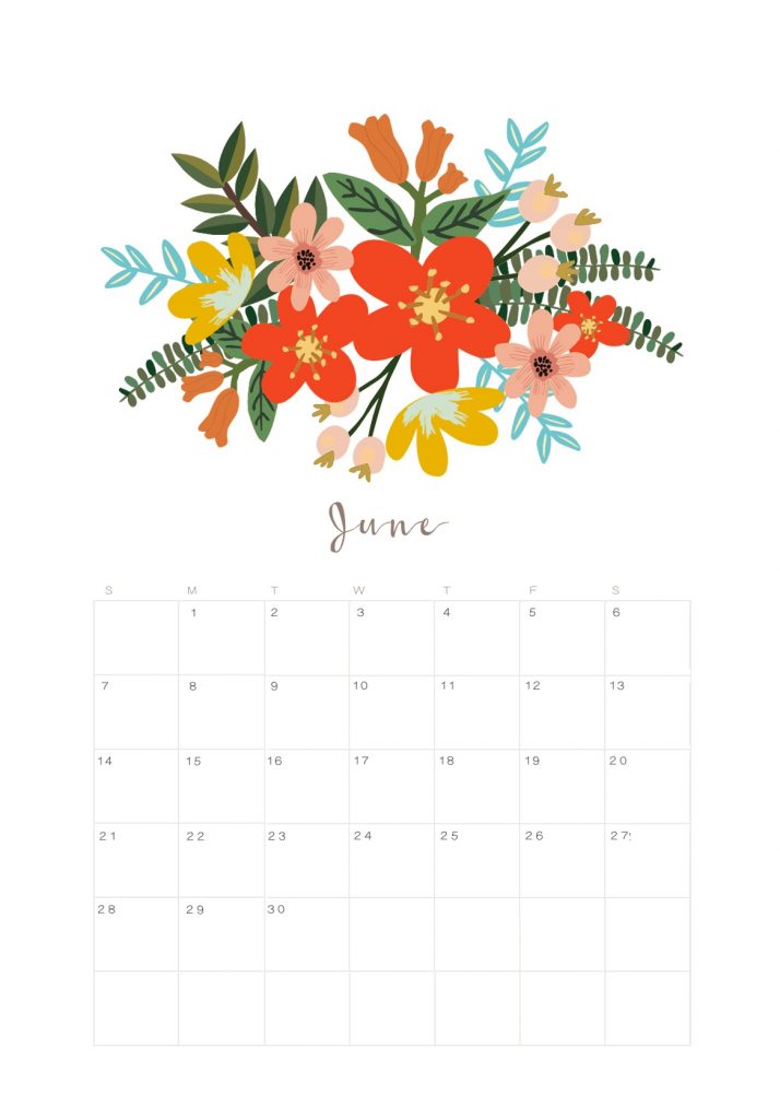 Floral June 2020 Calendar