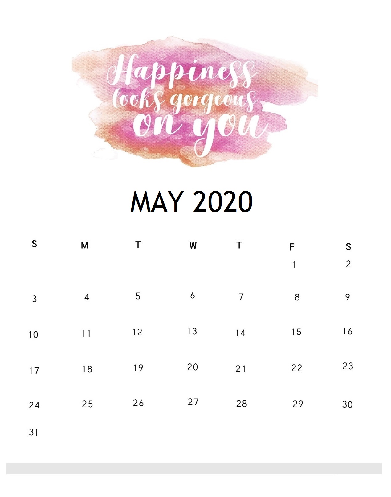 Inspiring May 2020 Quotes Calendar