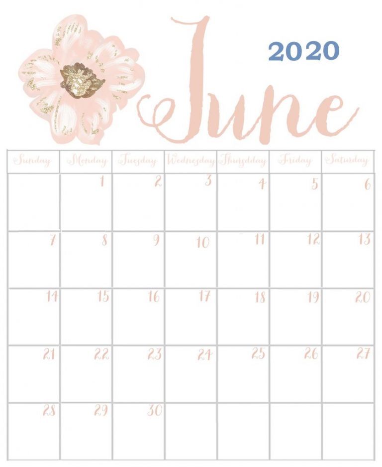 June 2020 Calendar