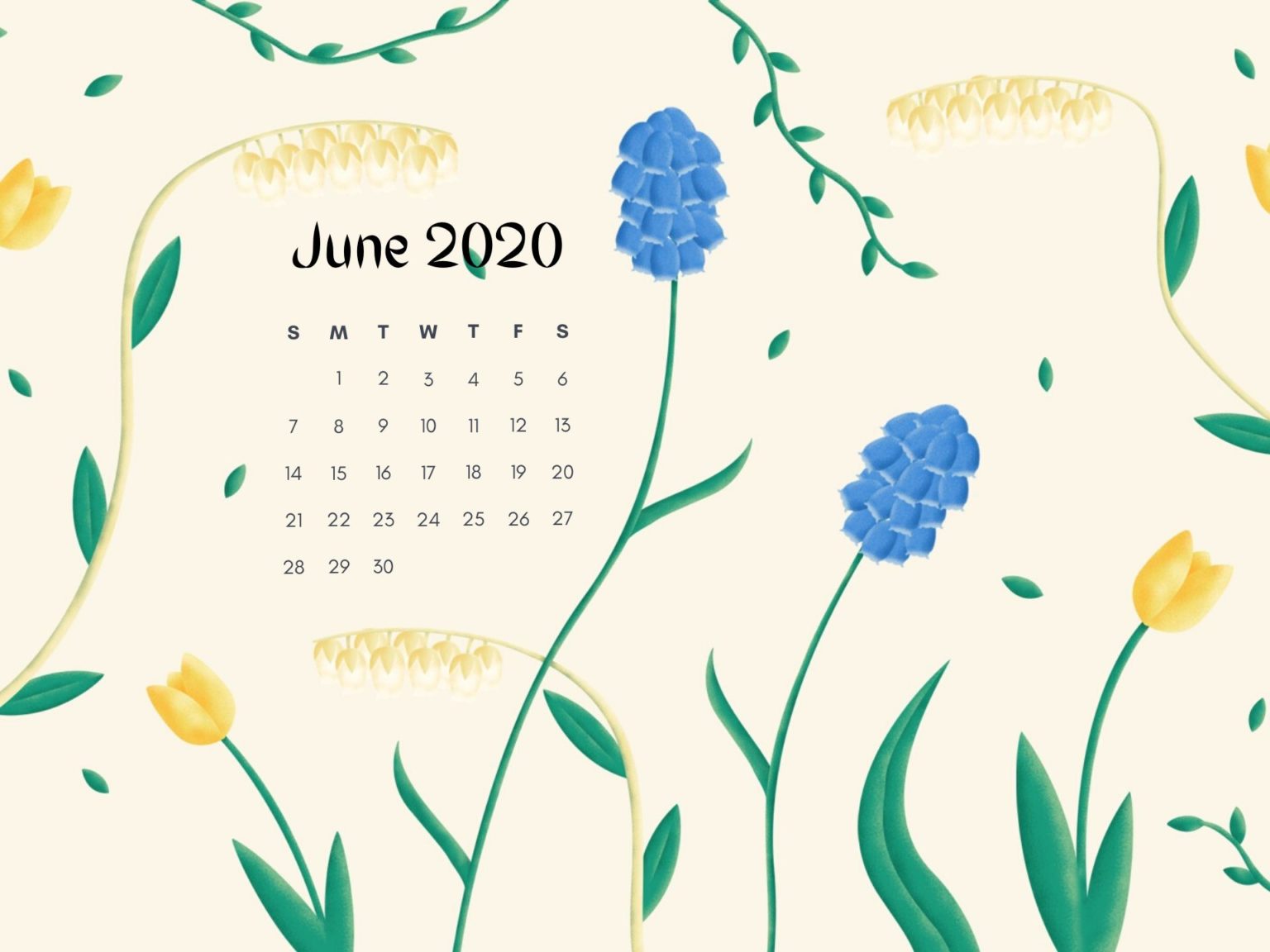June 2020 Desktop Calendar Wallpaper
