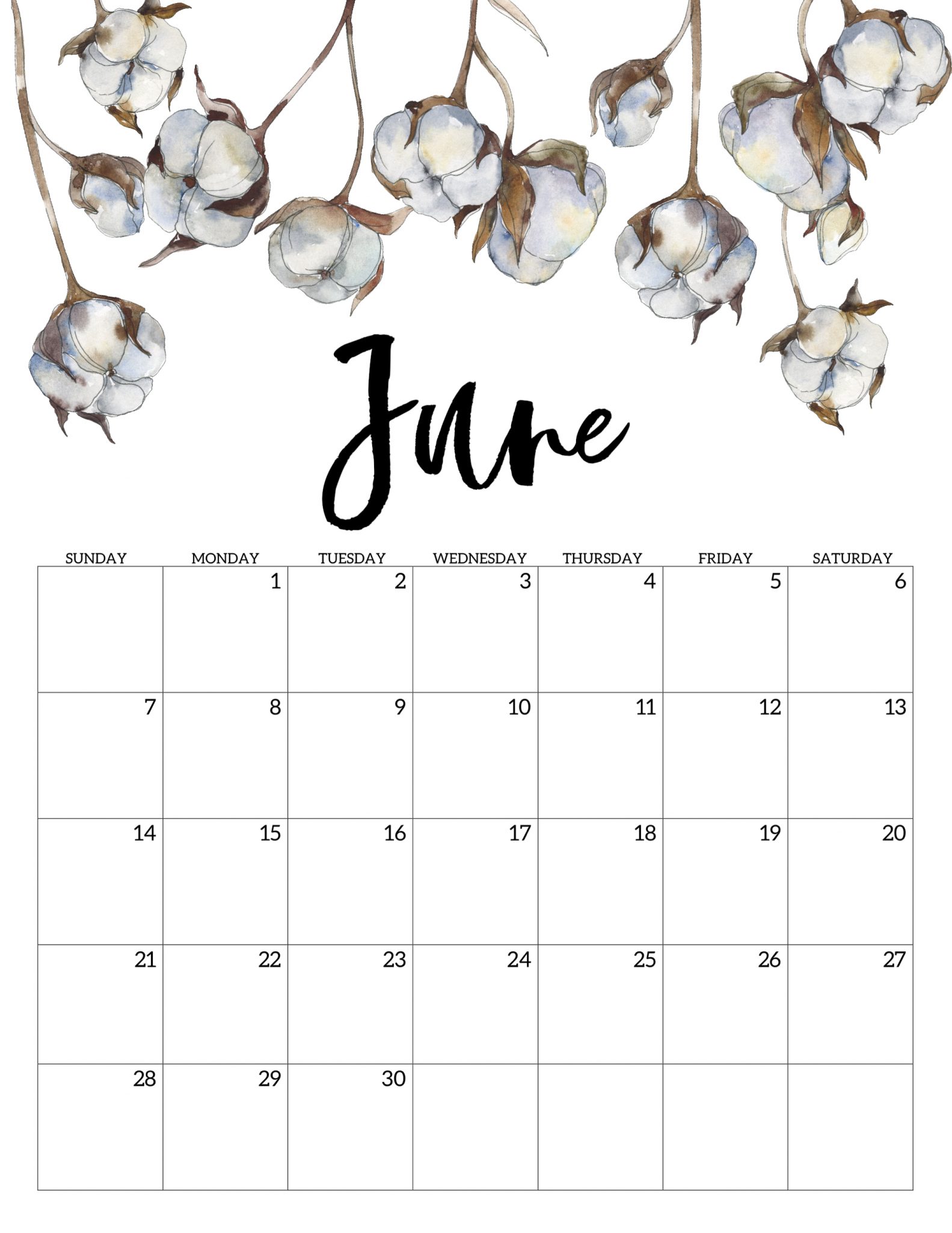 June 2020 Floral Calendar