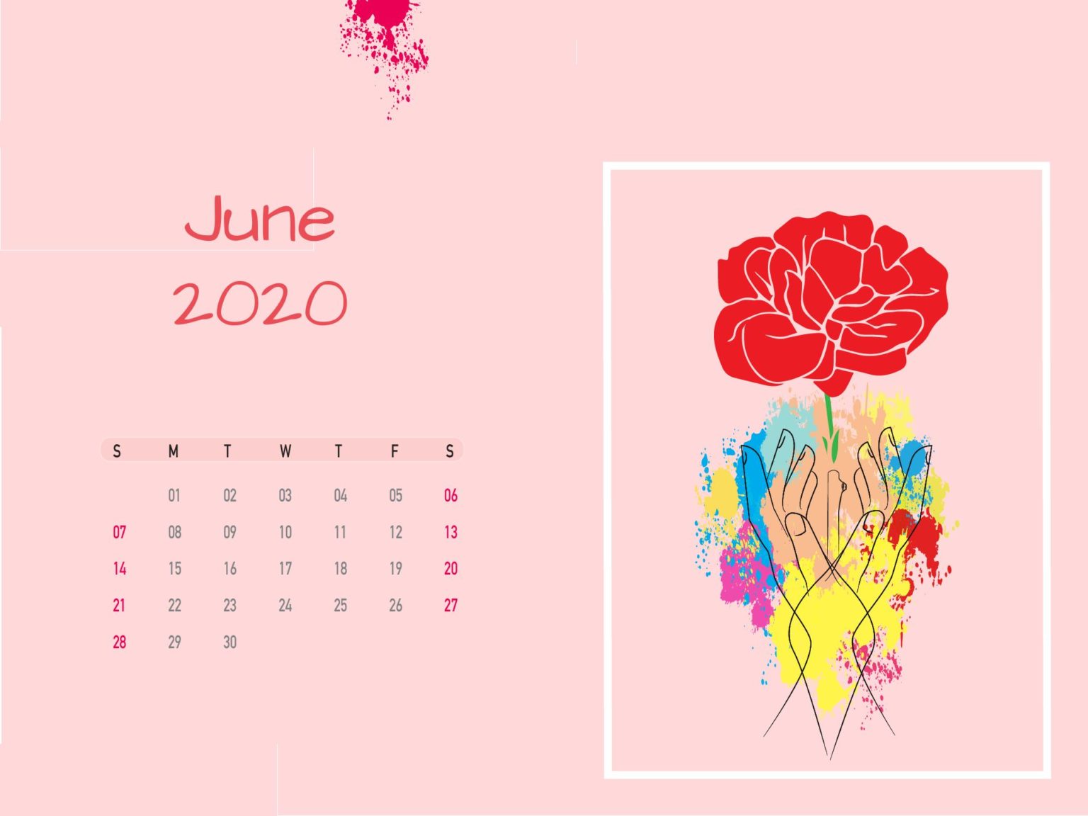 June 2020 Flower Calendar Wallpaper