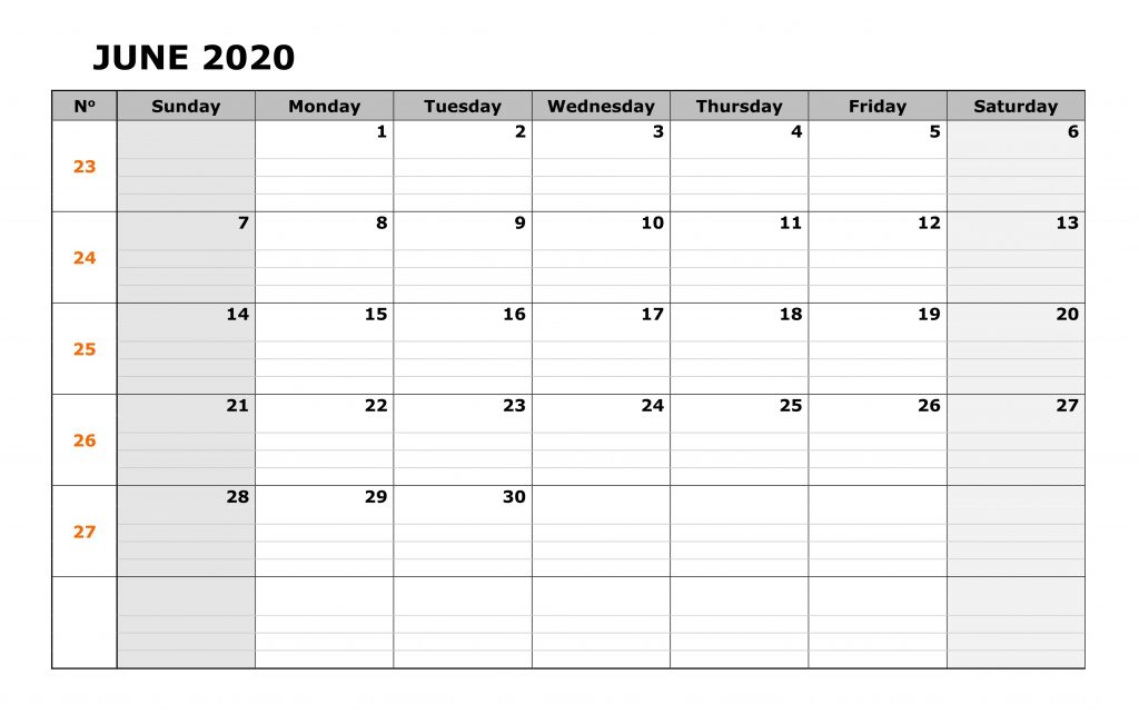 June 2020 Holidays Calendar