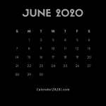 June 2020 Printable Black Calendar