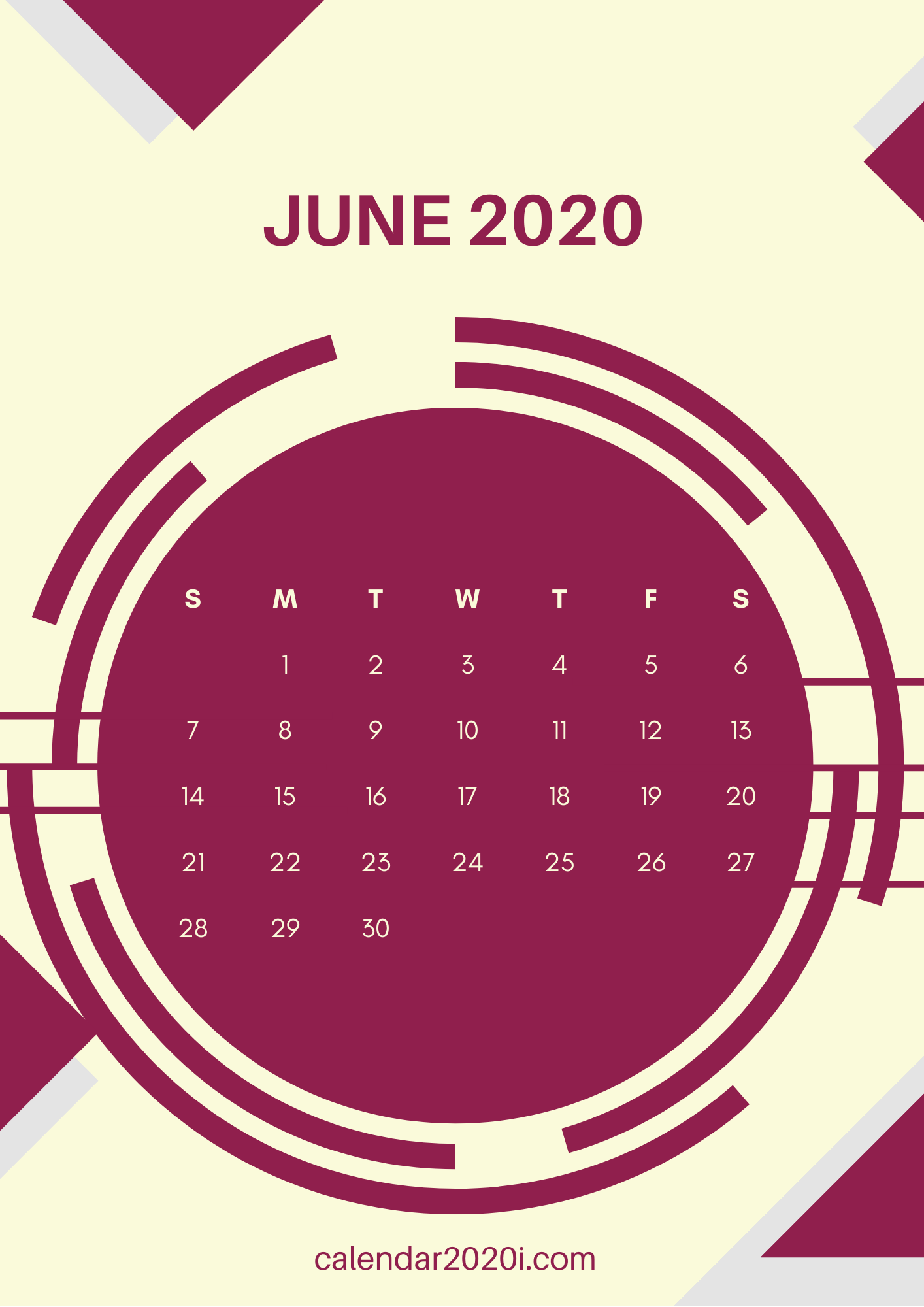 June 2020 Printable Wall Calendar