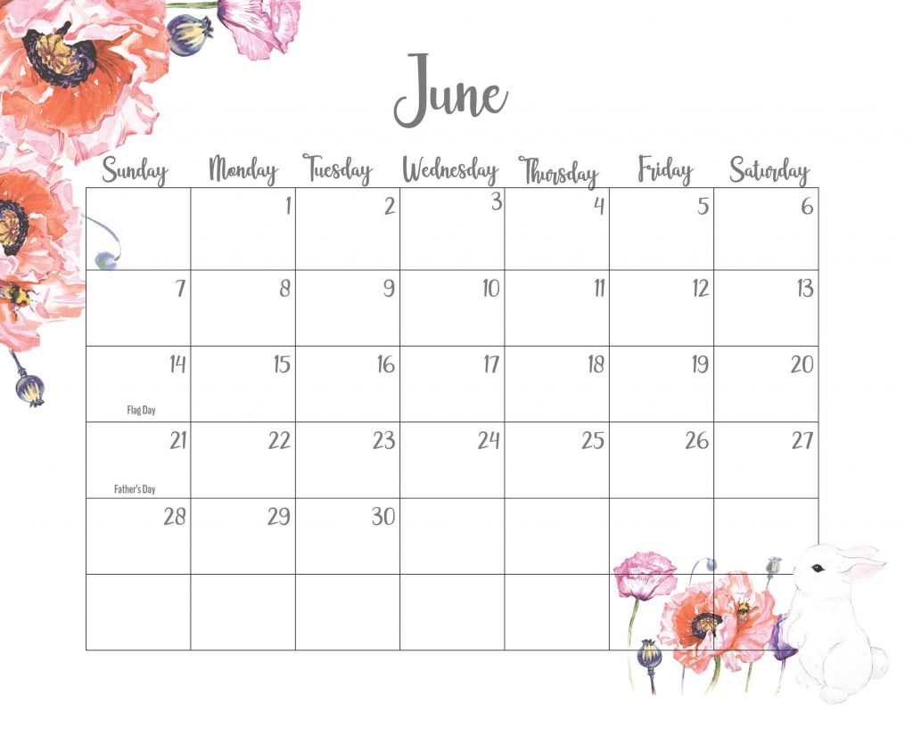 Latest June 2020 Cute Calendar