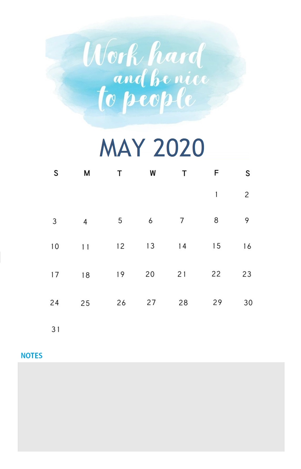 May 2020 Quotes Calendar