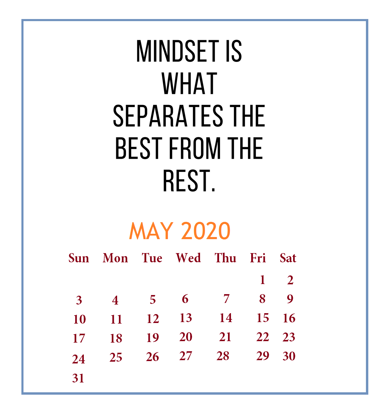 May 2020 Saying Lines Calendar