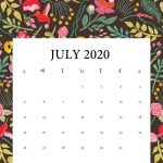 Free July 2020 Cute Calendar