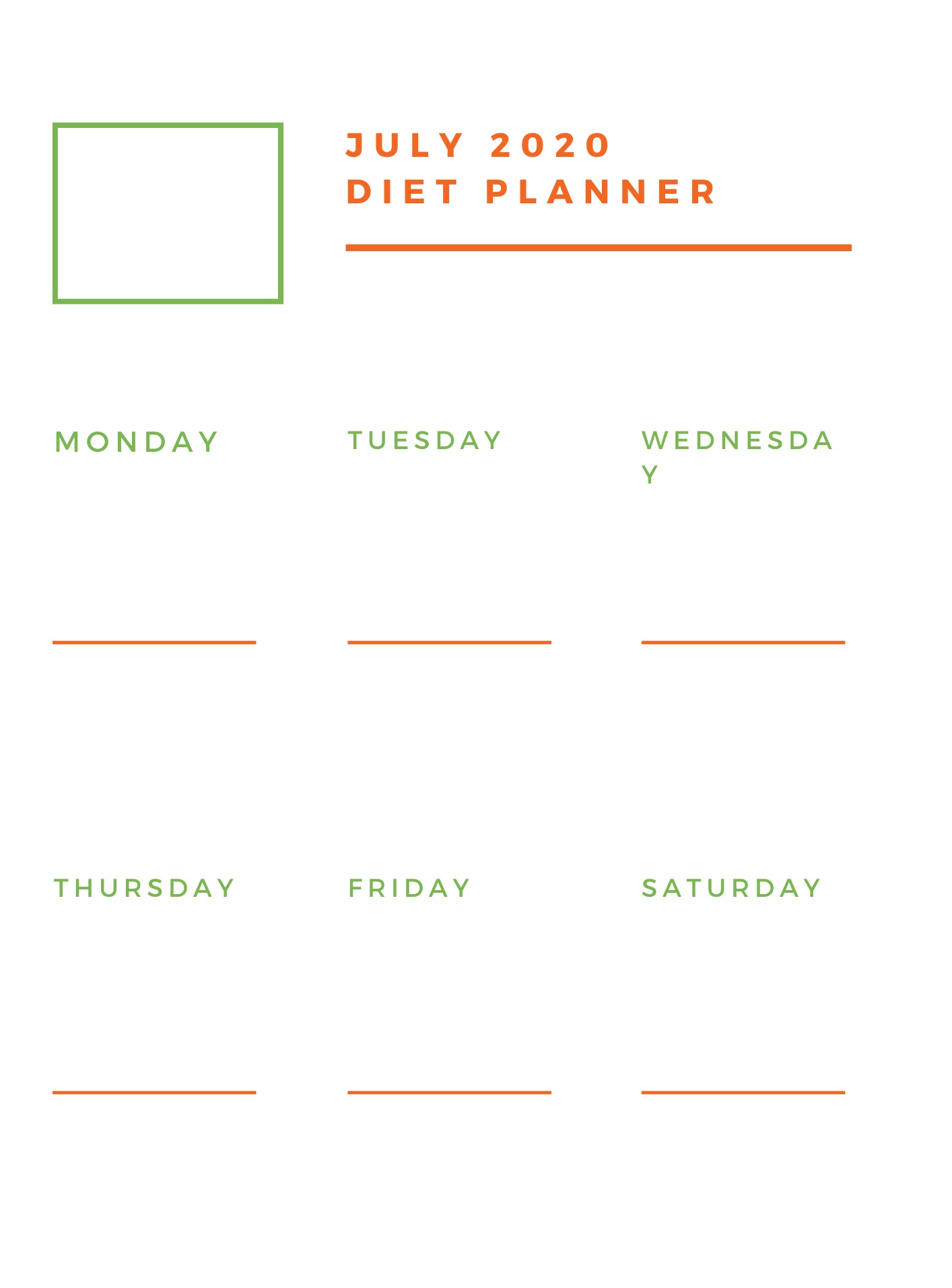 July 2020 Daily Printable Planner