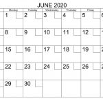 June 2020 Calendar Horizontal