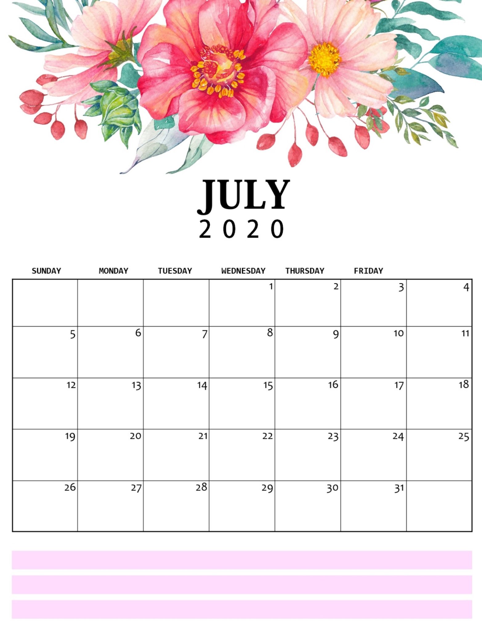 Best July 2020 Floral Calendar