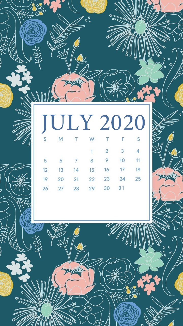 Floral July 2020 iPhone Calendar