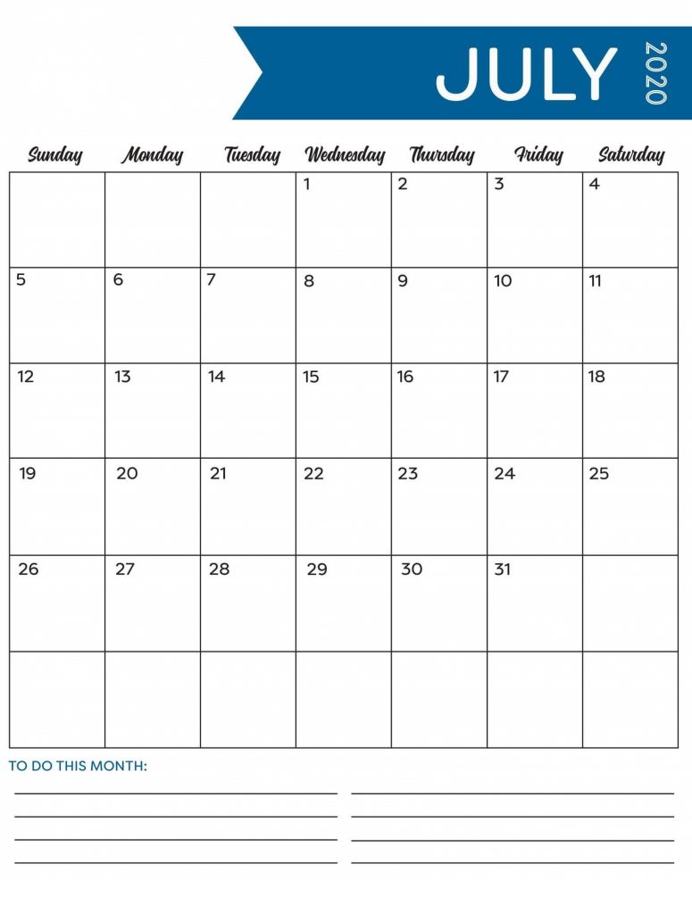 July 2020 Office Wall Calendar