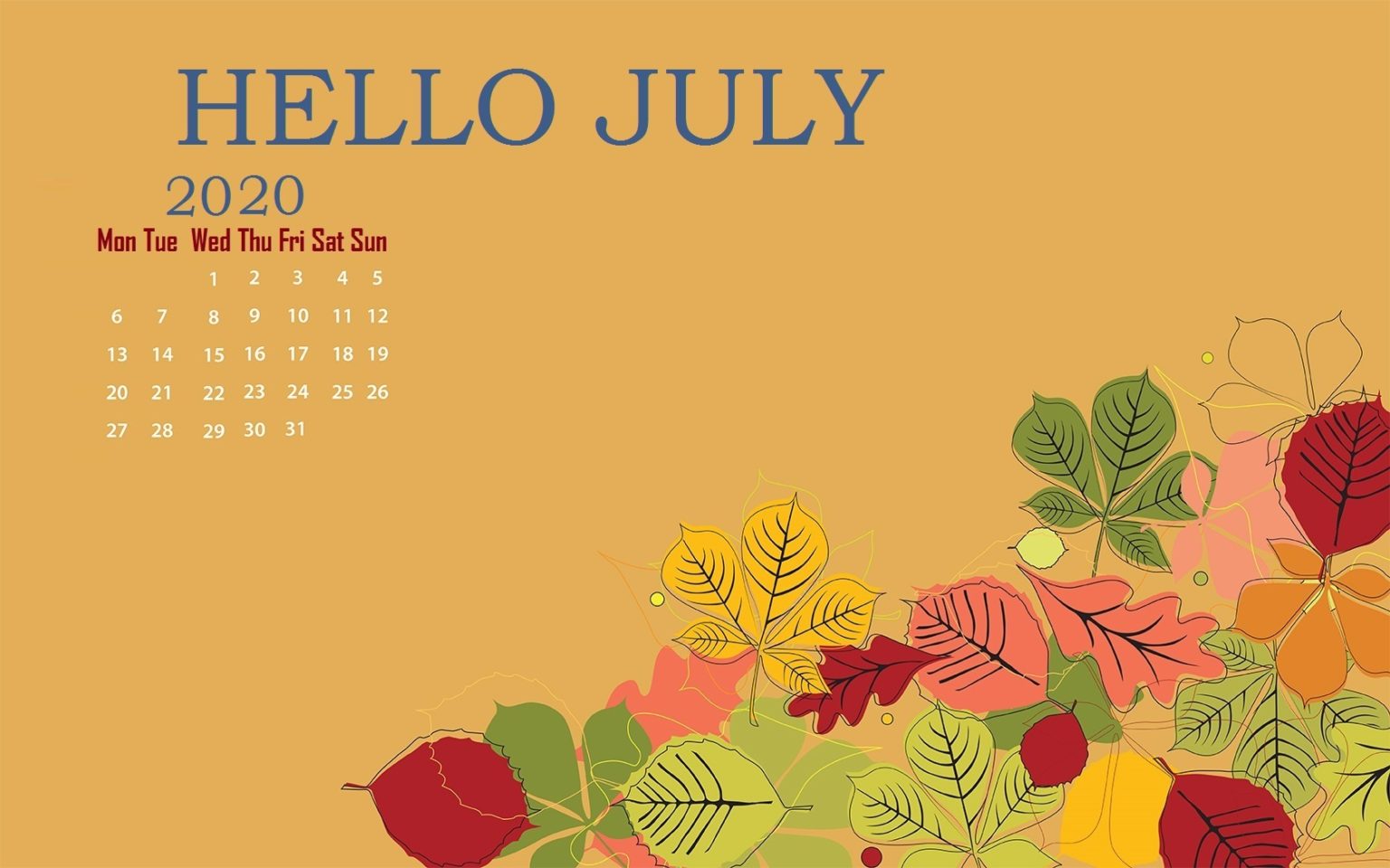 July 2020 Wallpaper Calendar