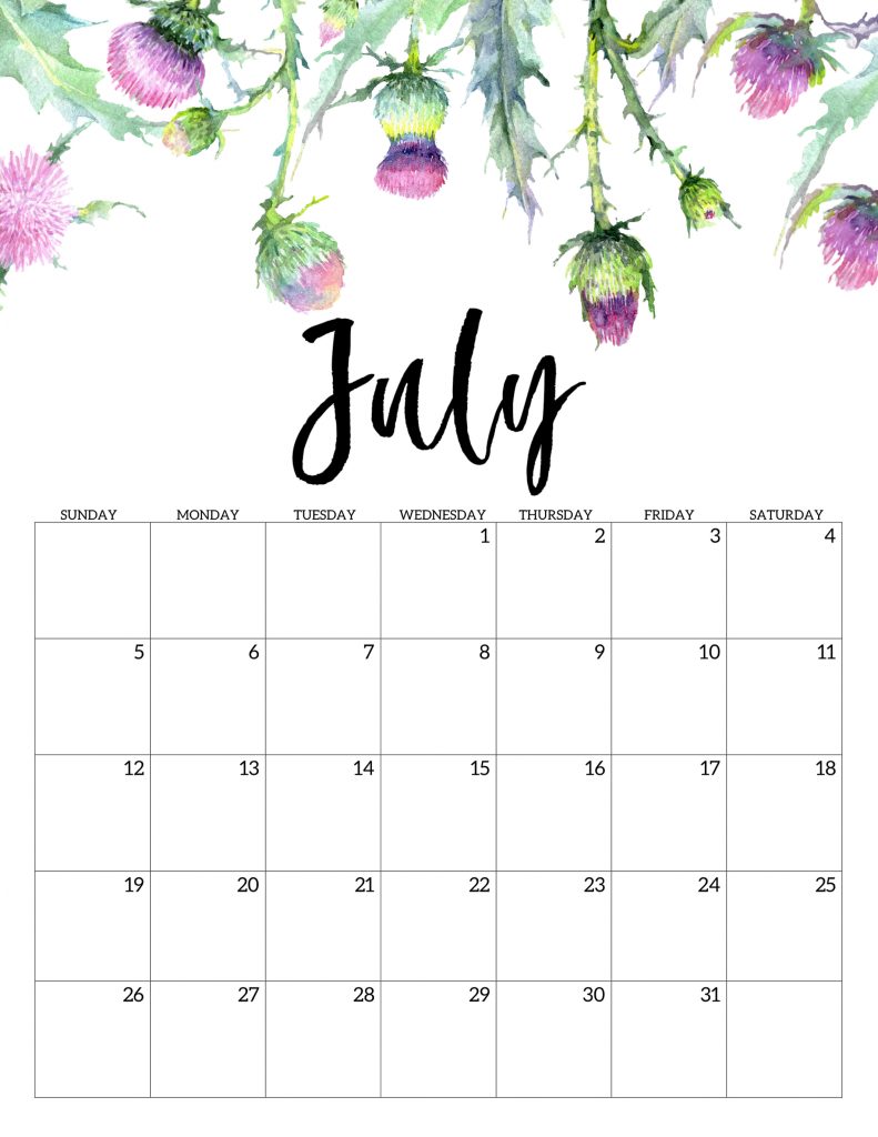 Unique July 2020 Calendar