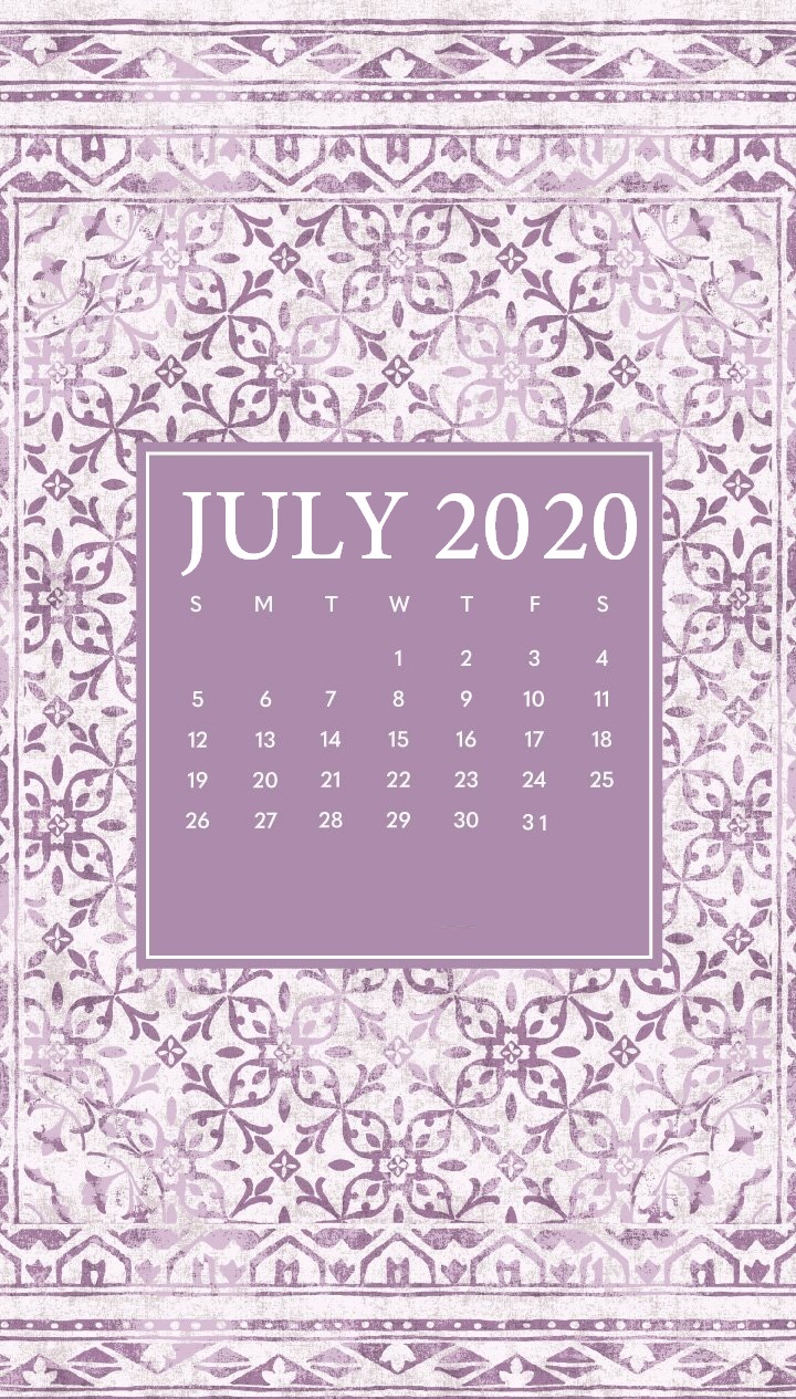 iPhone July 2020 Screensaver Calendar