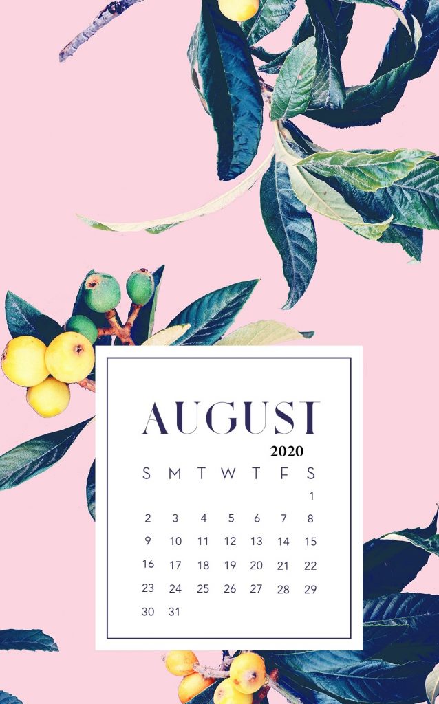 iPhone August 2020 Calendar Wallpaper